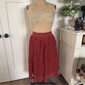 Burnt orange lace skirt